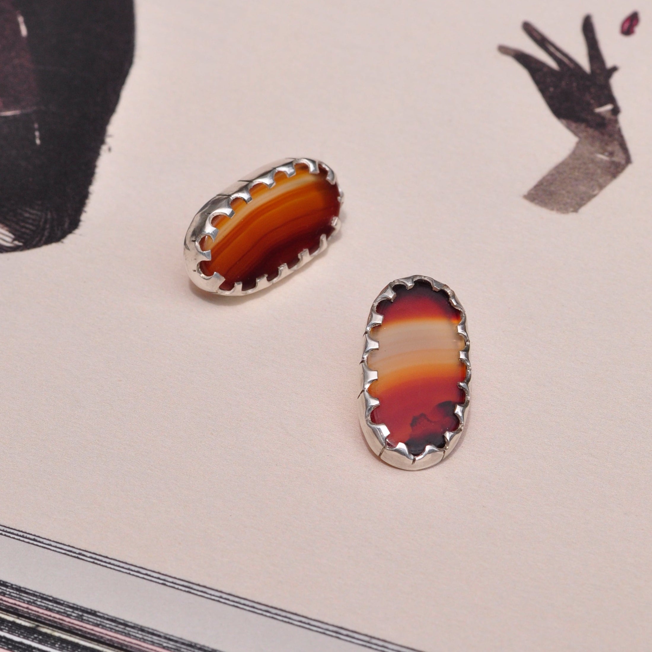 Aretes ágata cornalina