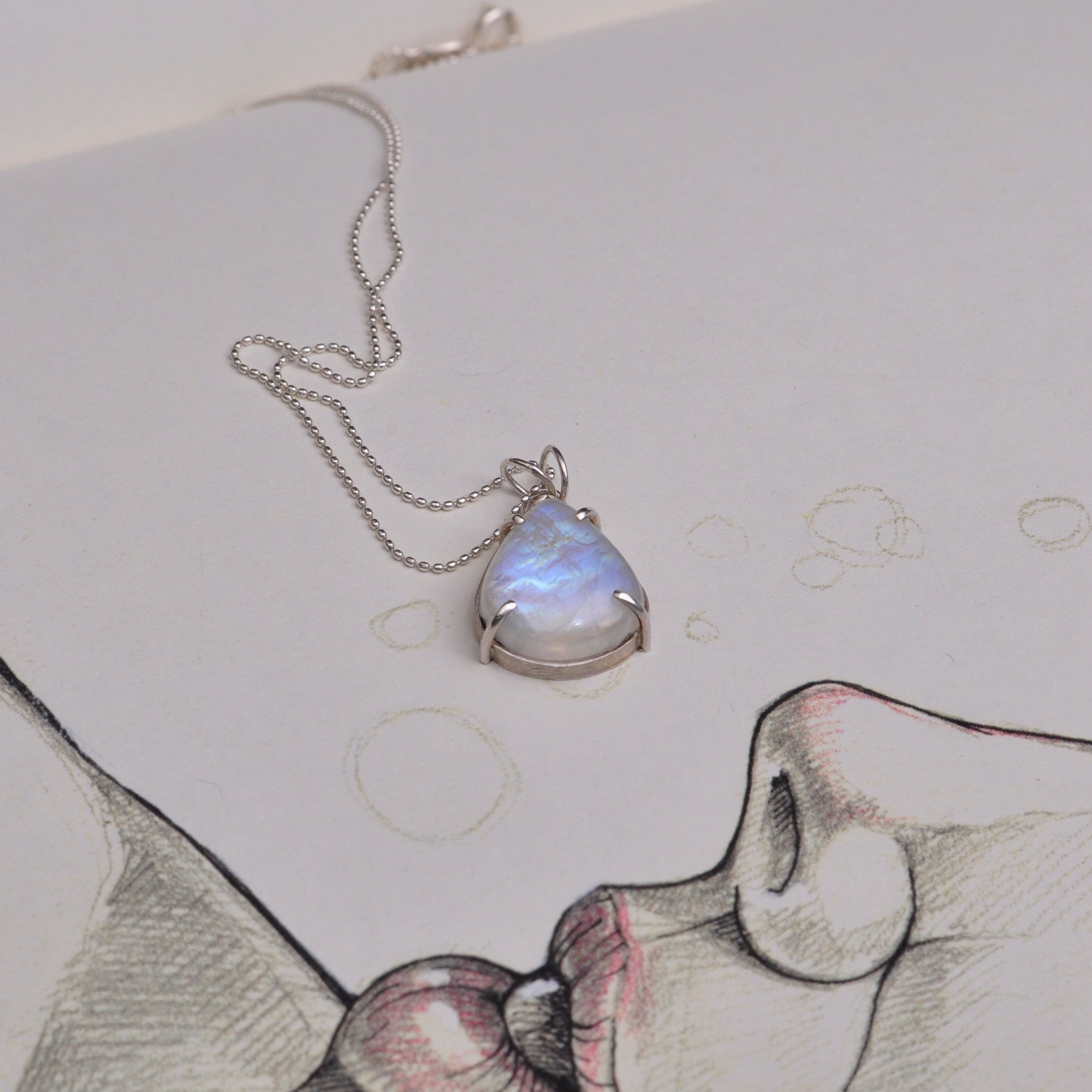 Collar piedra luna adularia