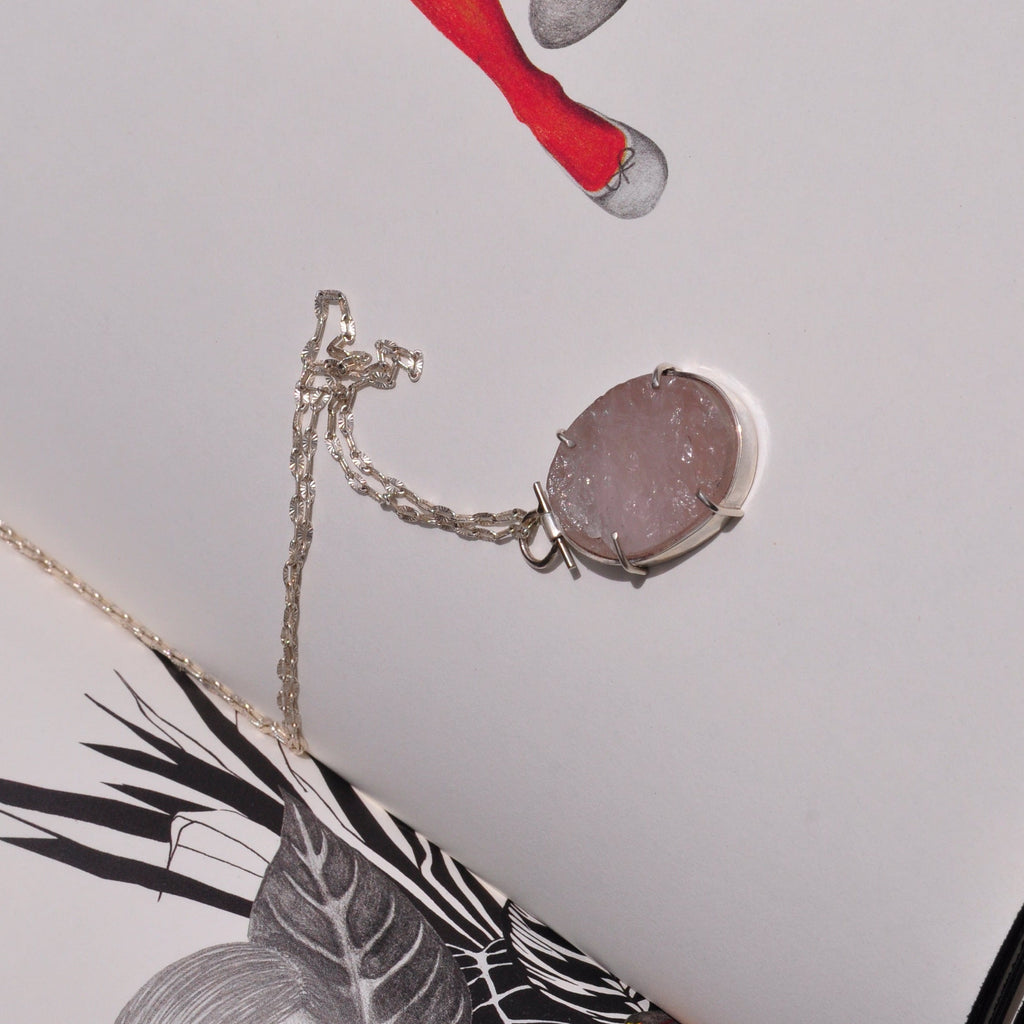 Collar de Cuarzo rosa rústico