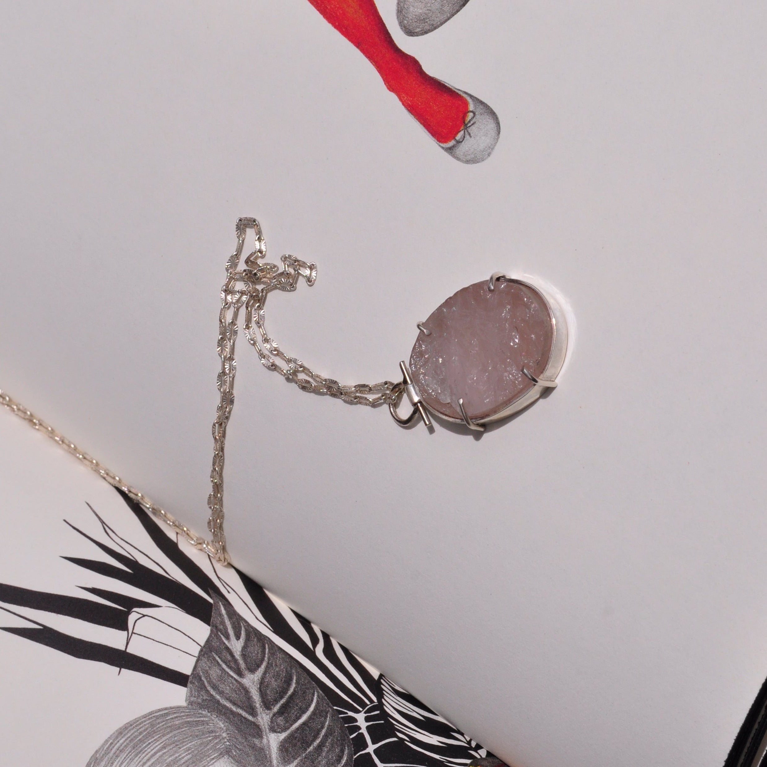 Collar de Cuarzo rosa rústico