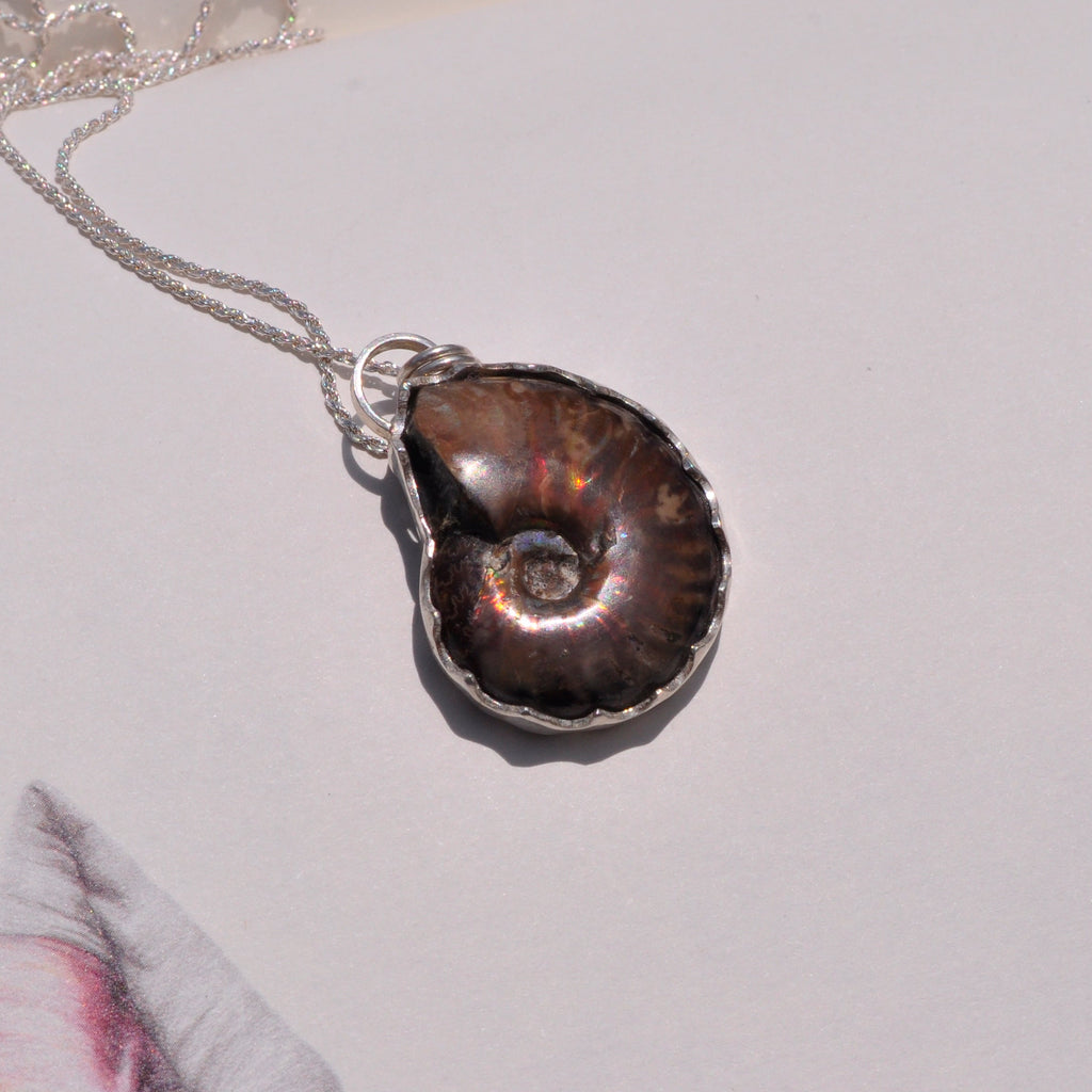 Collar fosil ammonita opalizada