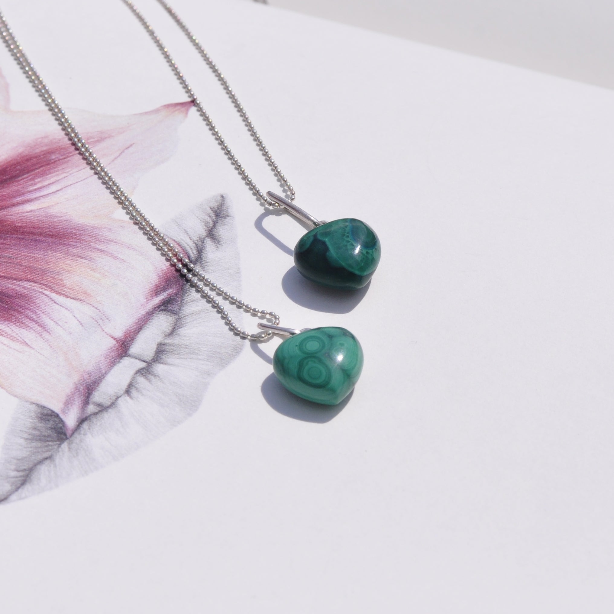 Collar corazón malaquita