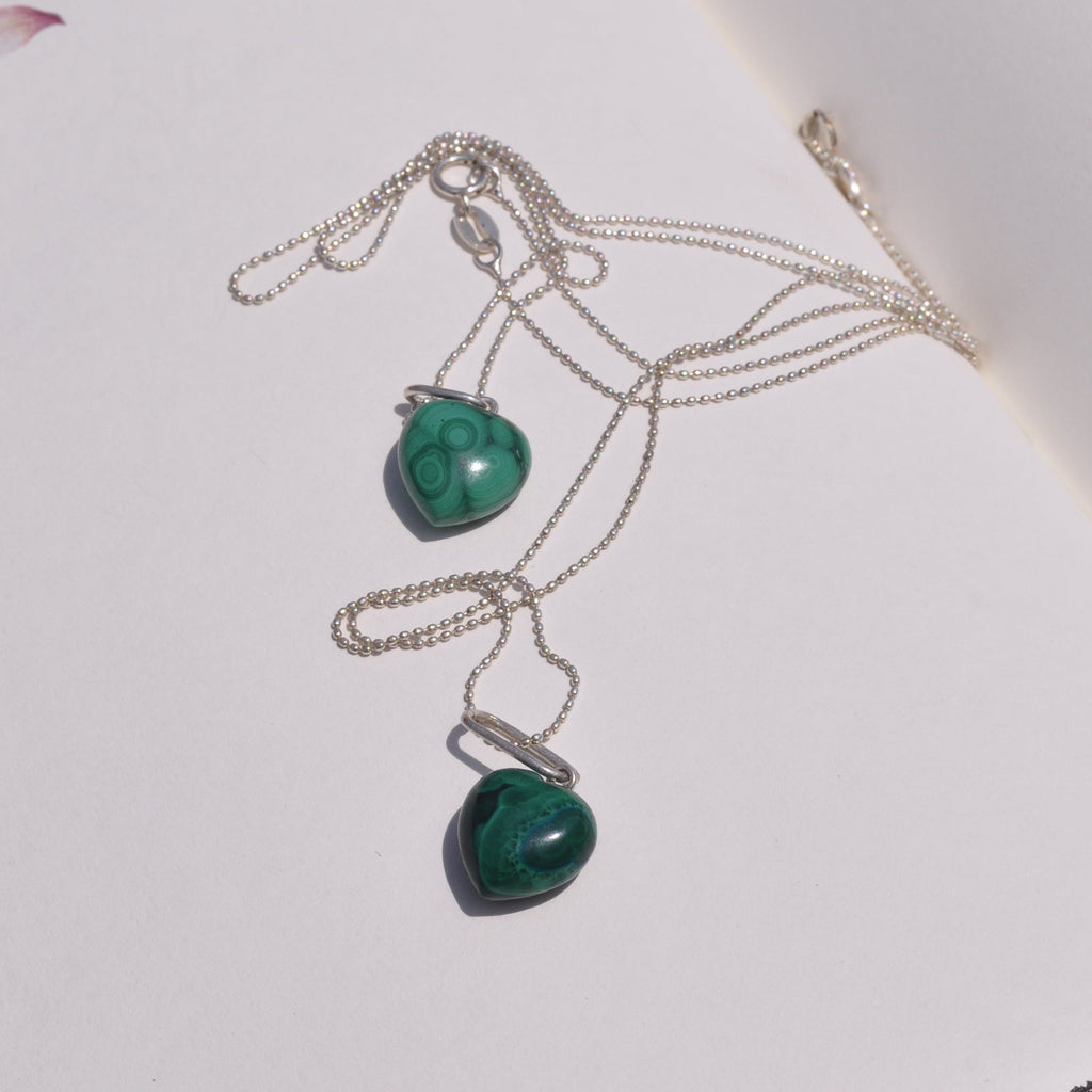 Collar corazón malaquita