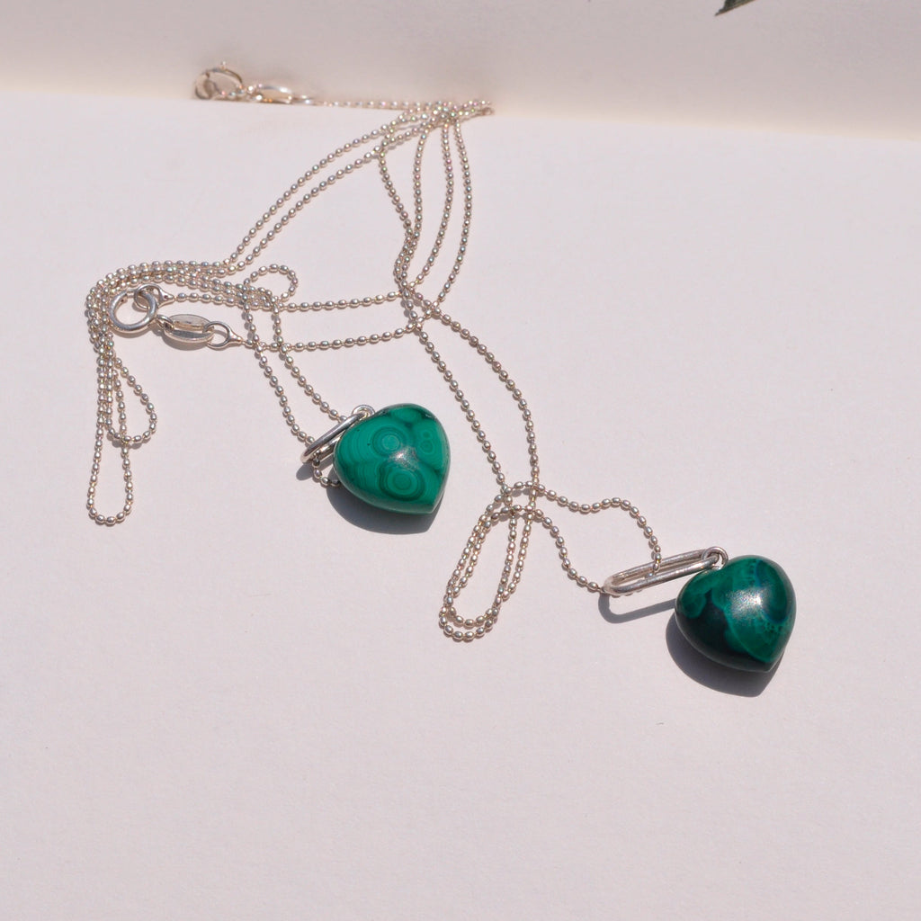 Collar corazón malaquita