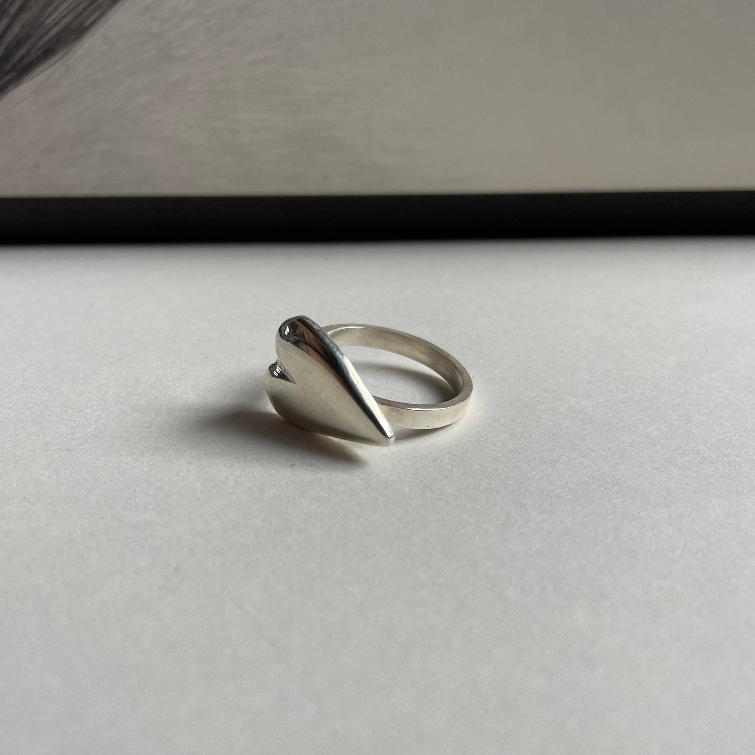 Anillo corazón plata ley 950